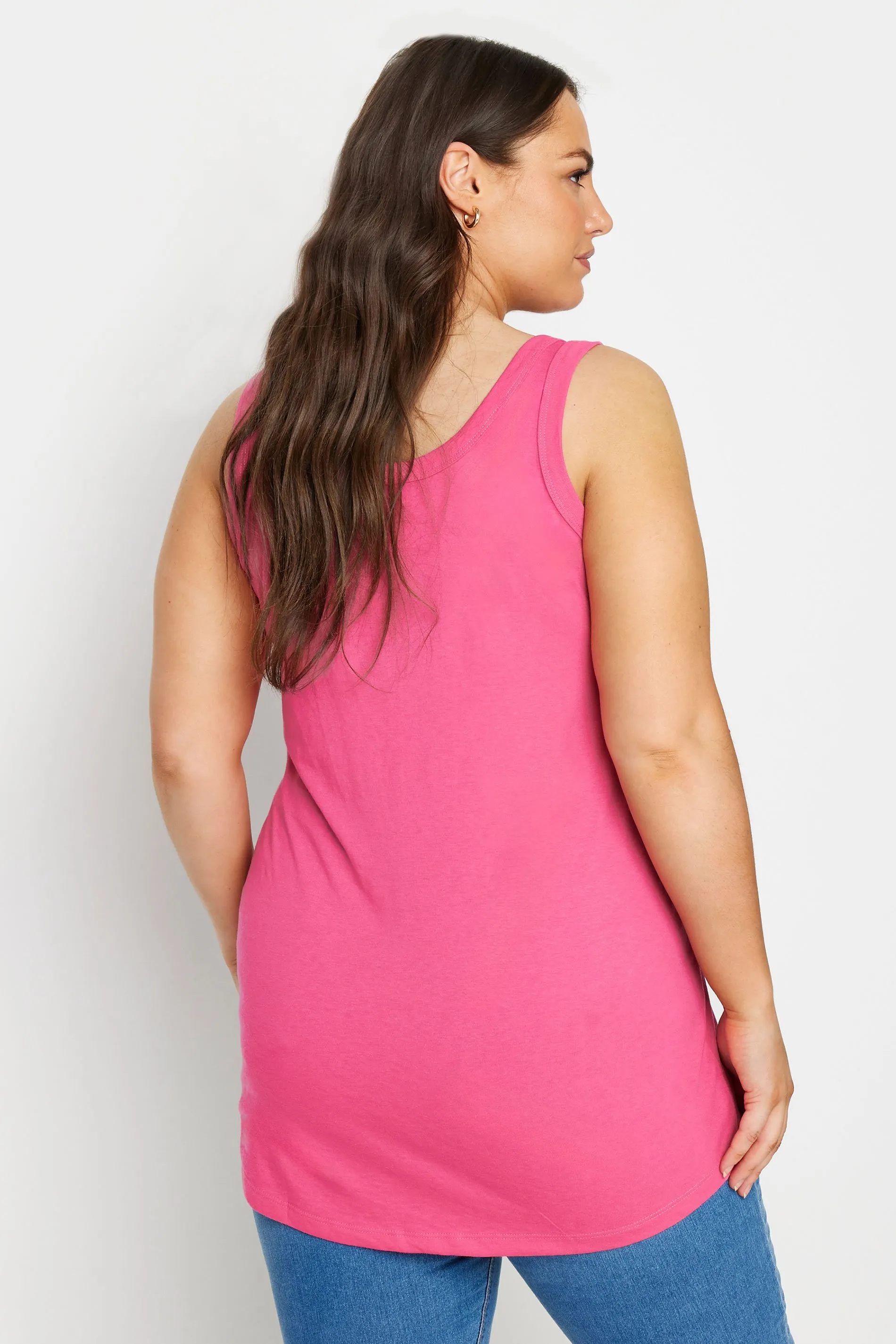 YOURS Curve 3 PACK Pink & Blue Vest Tops