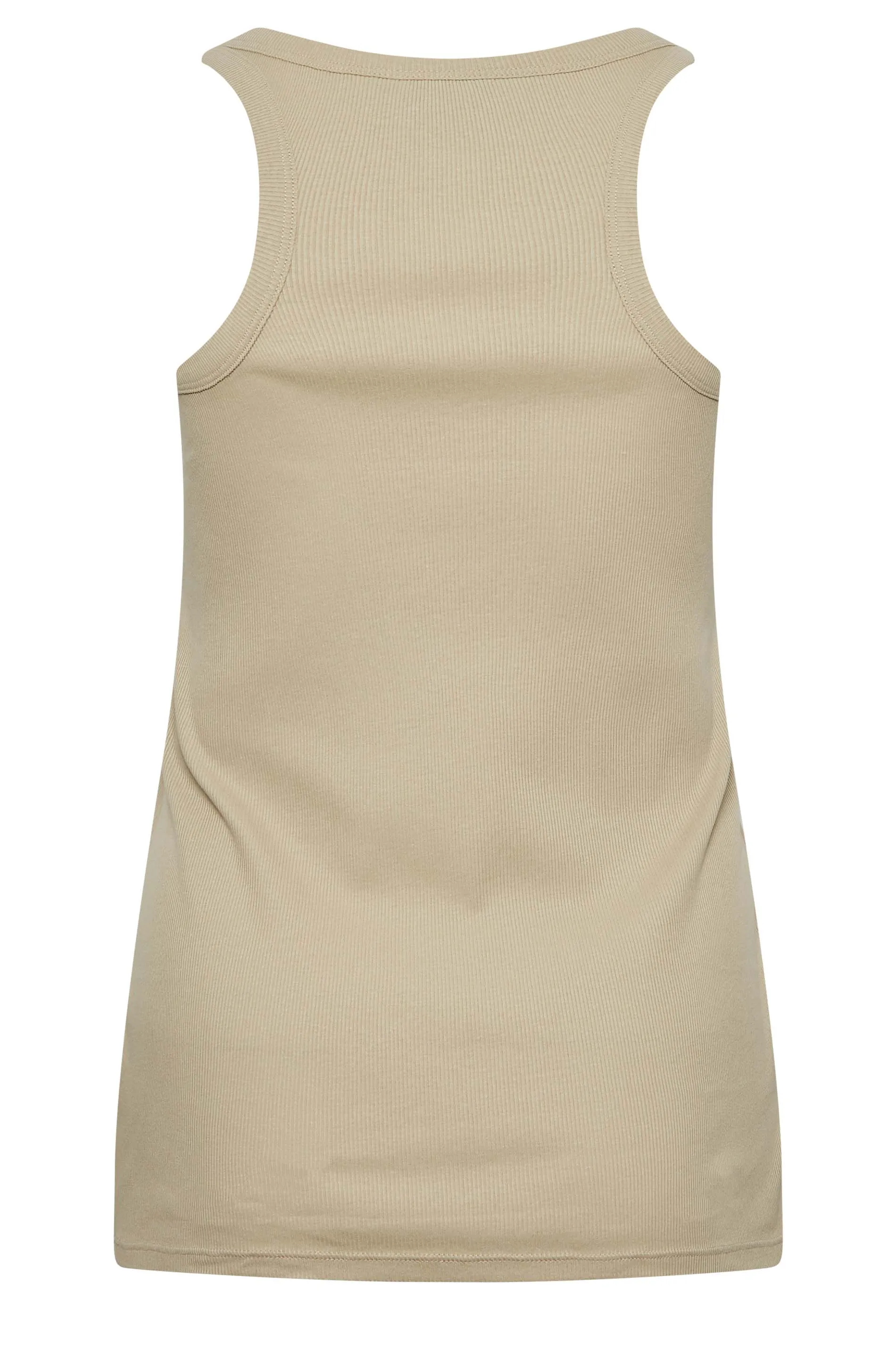 YOURS Curve Beige Brown Ribbed Racer Back Vest Top