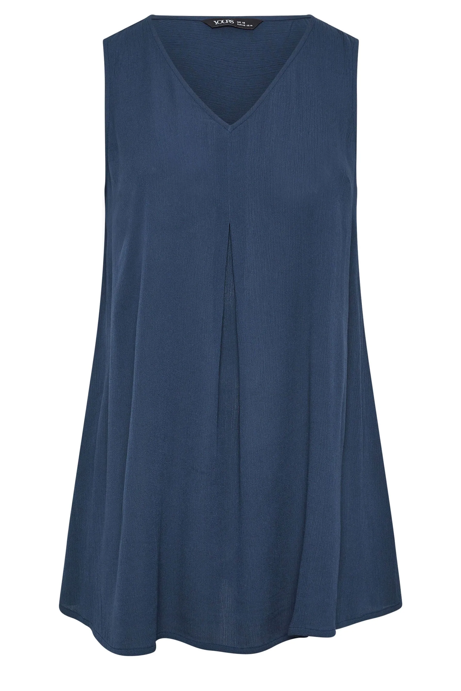 YOURS Curve Navy Blue Pleated Vest Top