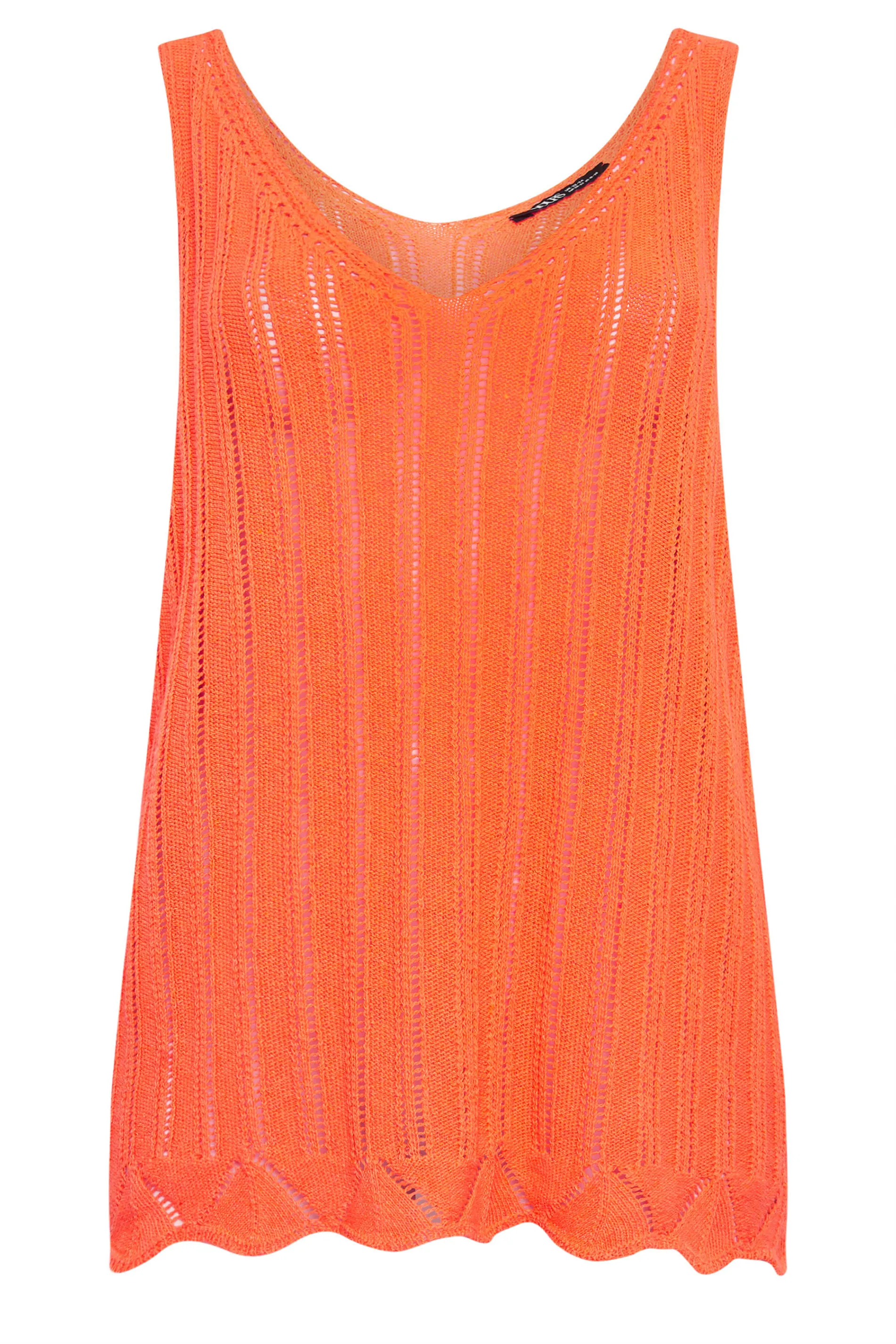 YOURS Curve Orange Crochet Knitted Vest Top