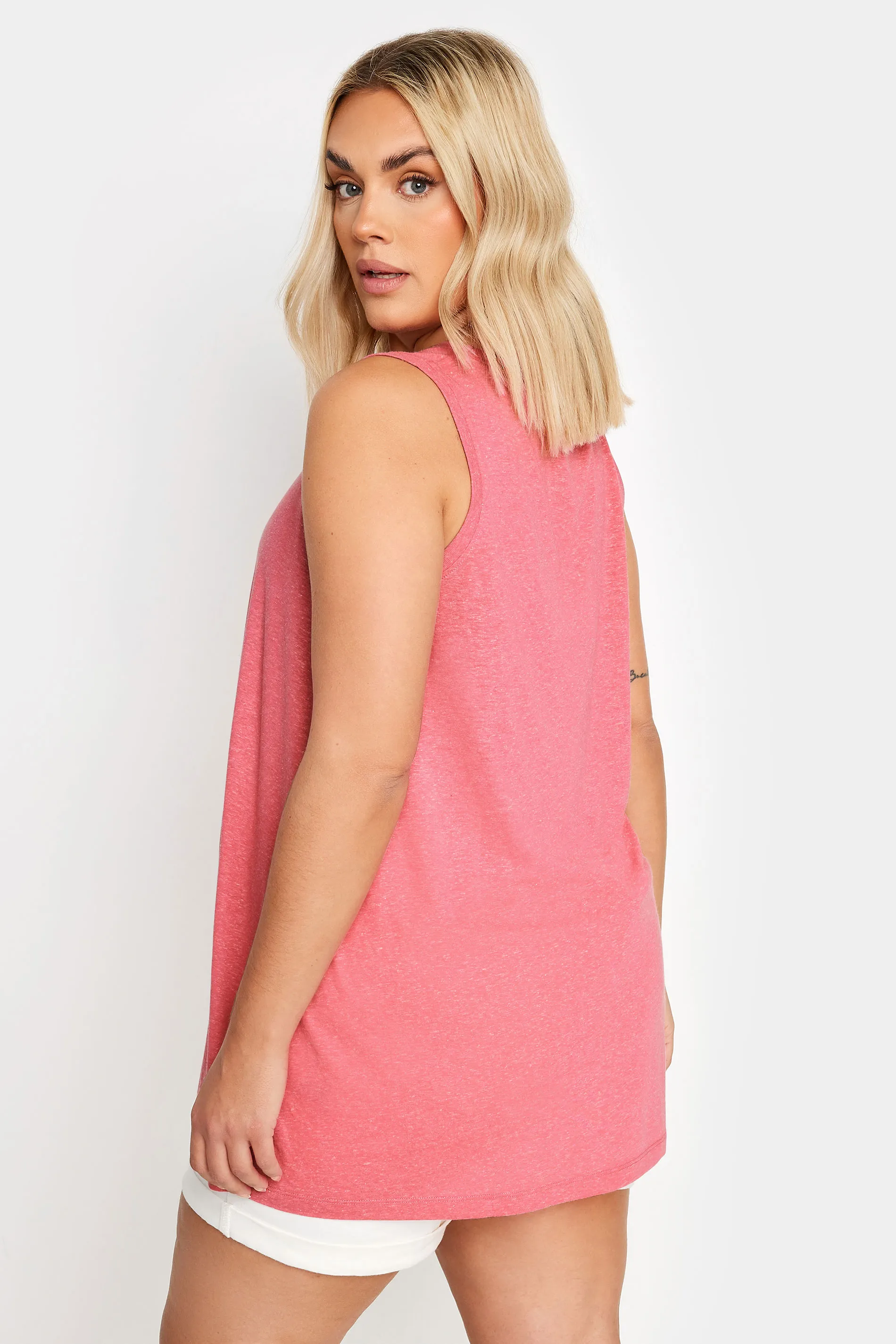 YOURS Curve Pink Linen Vest Top