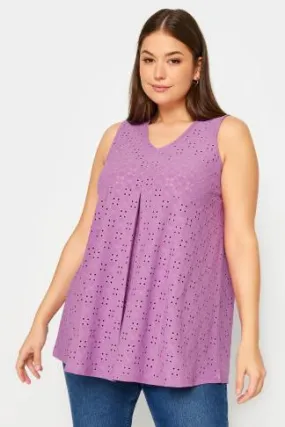 YOURS Curve Purple Broderie Anglaise Swing Vest Top