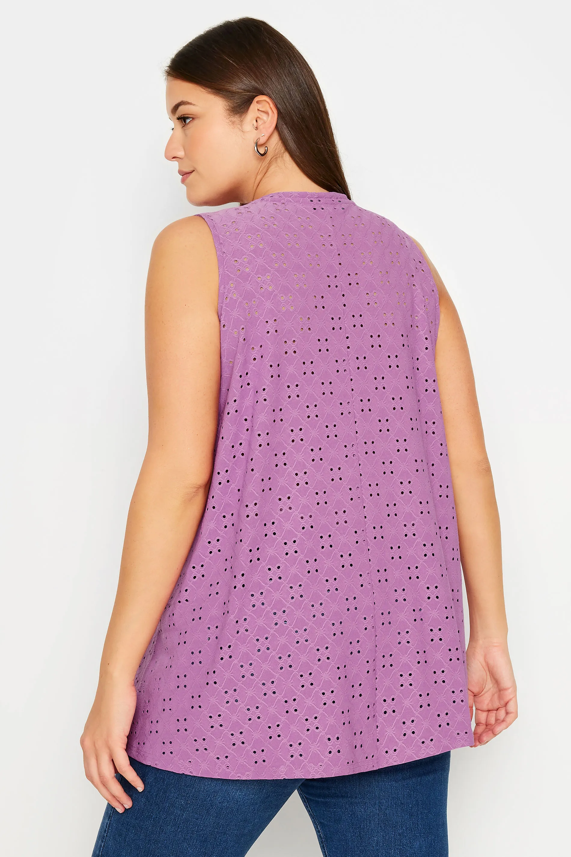 YOURS Curve Purple Broderie Anglaise Swing Vest Top