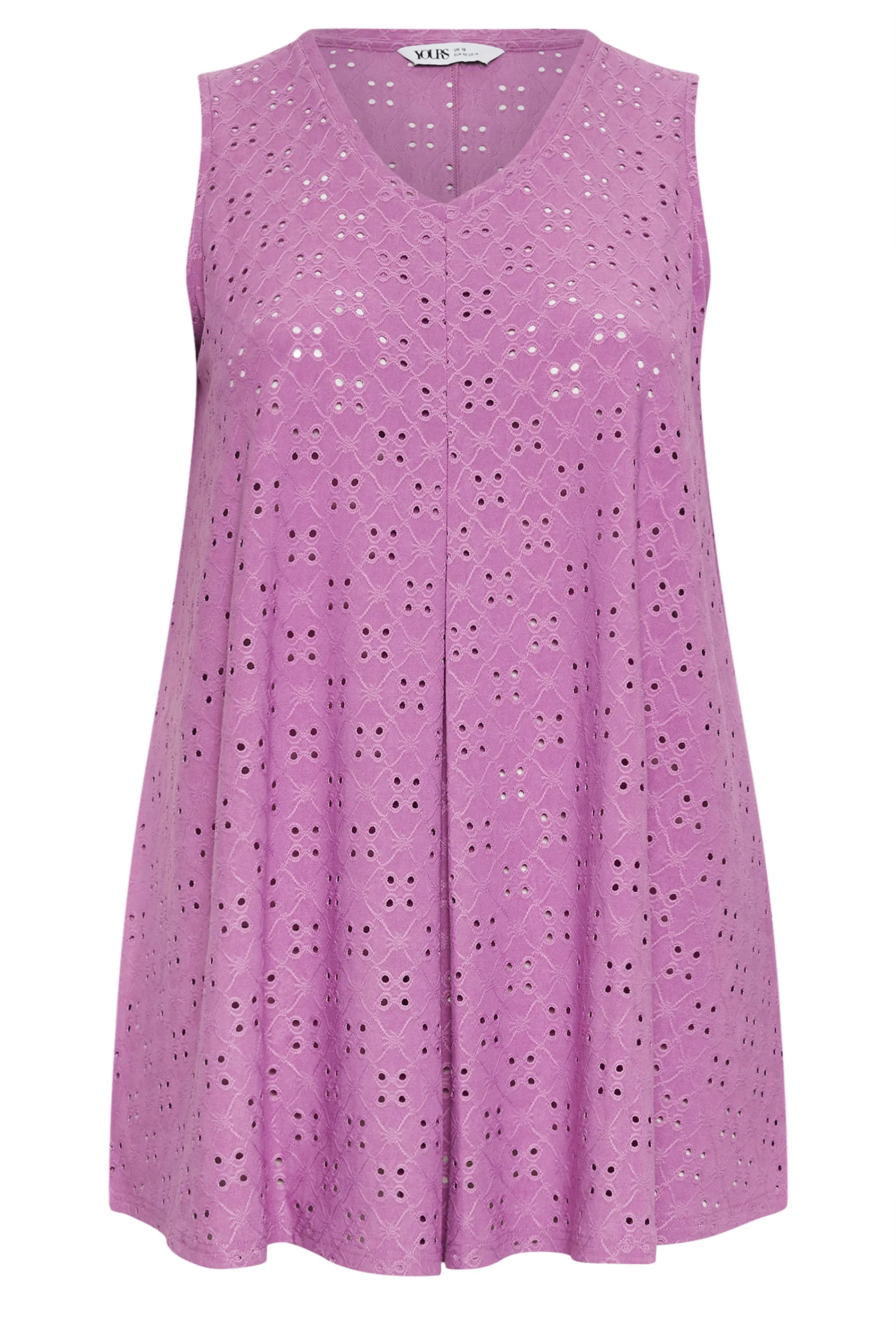 YOURS Curve Purple Broderie Anglaise Swing Vest Top