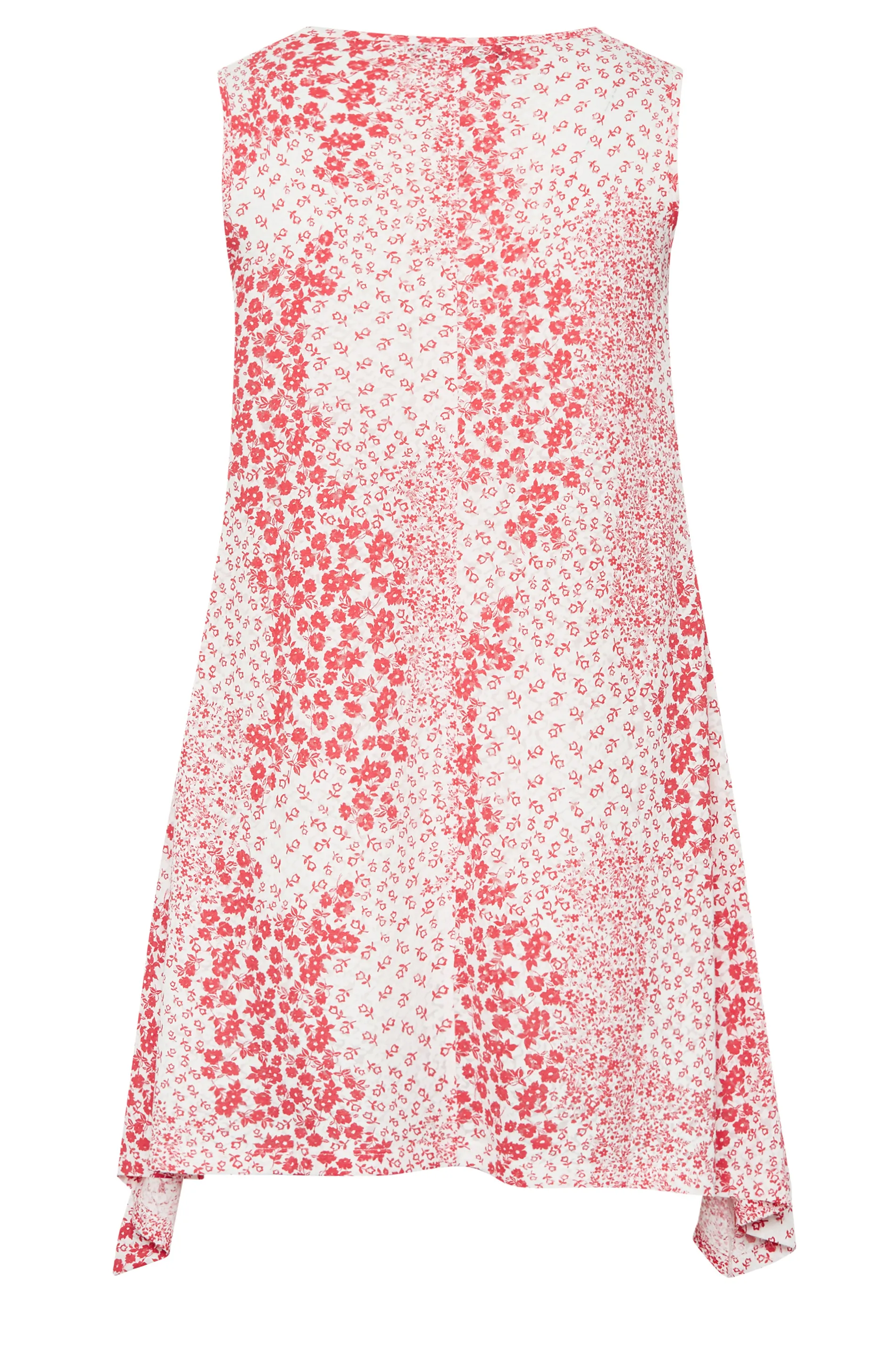 YOURS Curve Red Ditsy Print Hanky Hem Vest Top