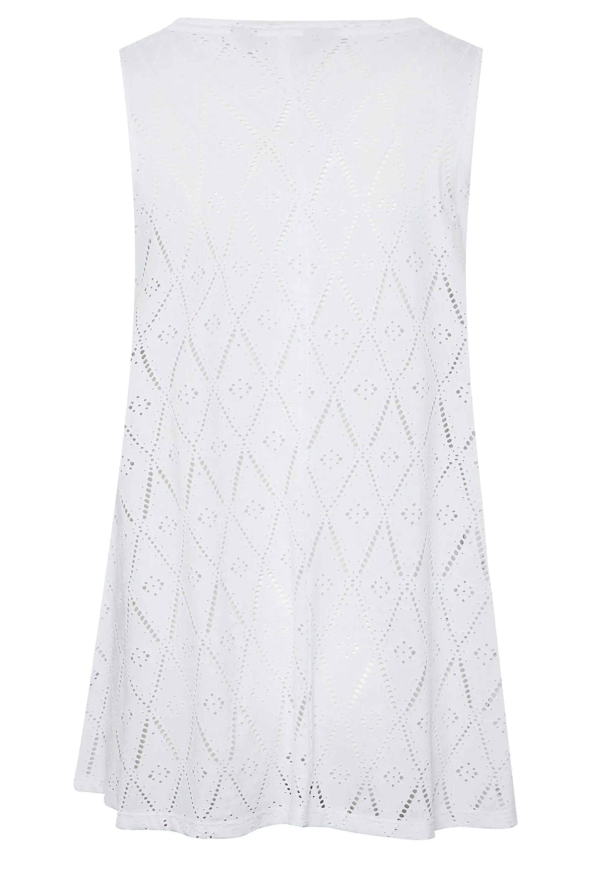 YOURS Curve White Broderie Anglaise Swing Vest Top