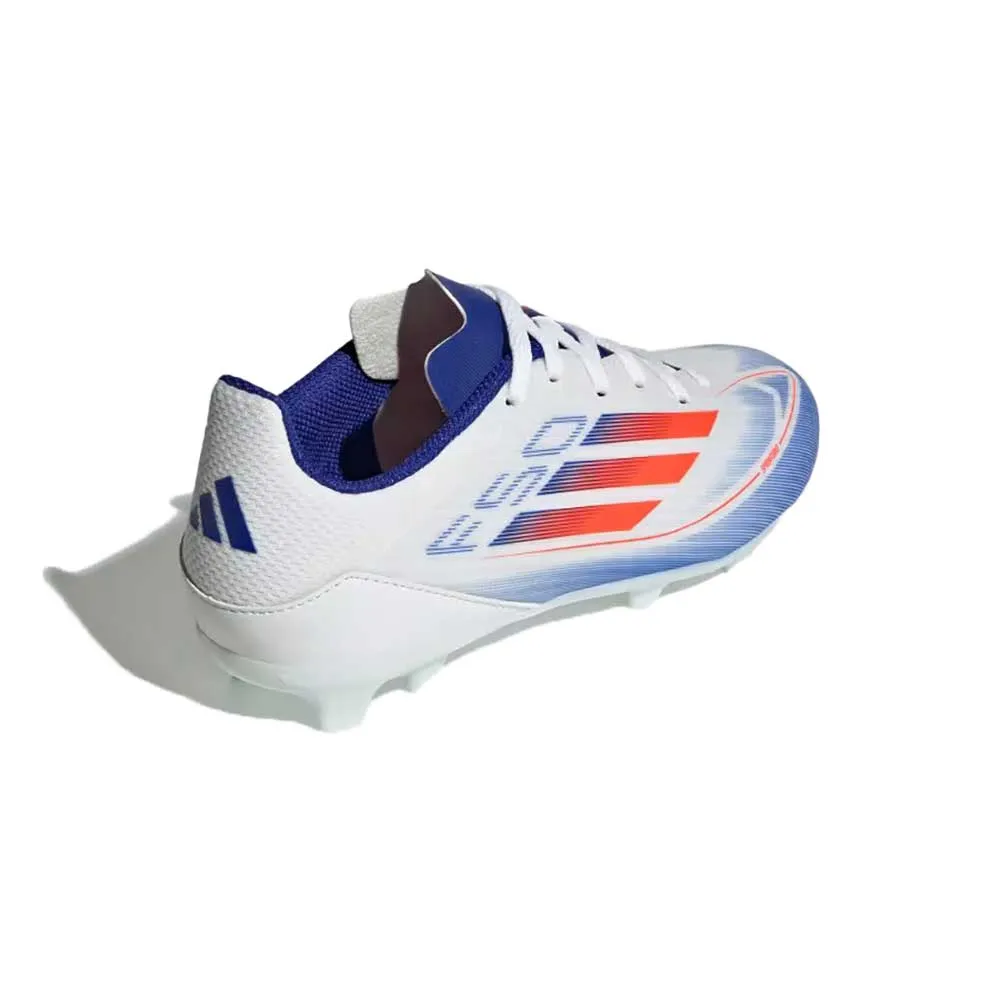 Youth Jr F50 League FG/MG Soccer Cleats - Cloud White / Solar Red / Lucid Blue - Regular (D)