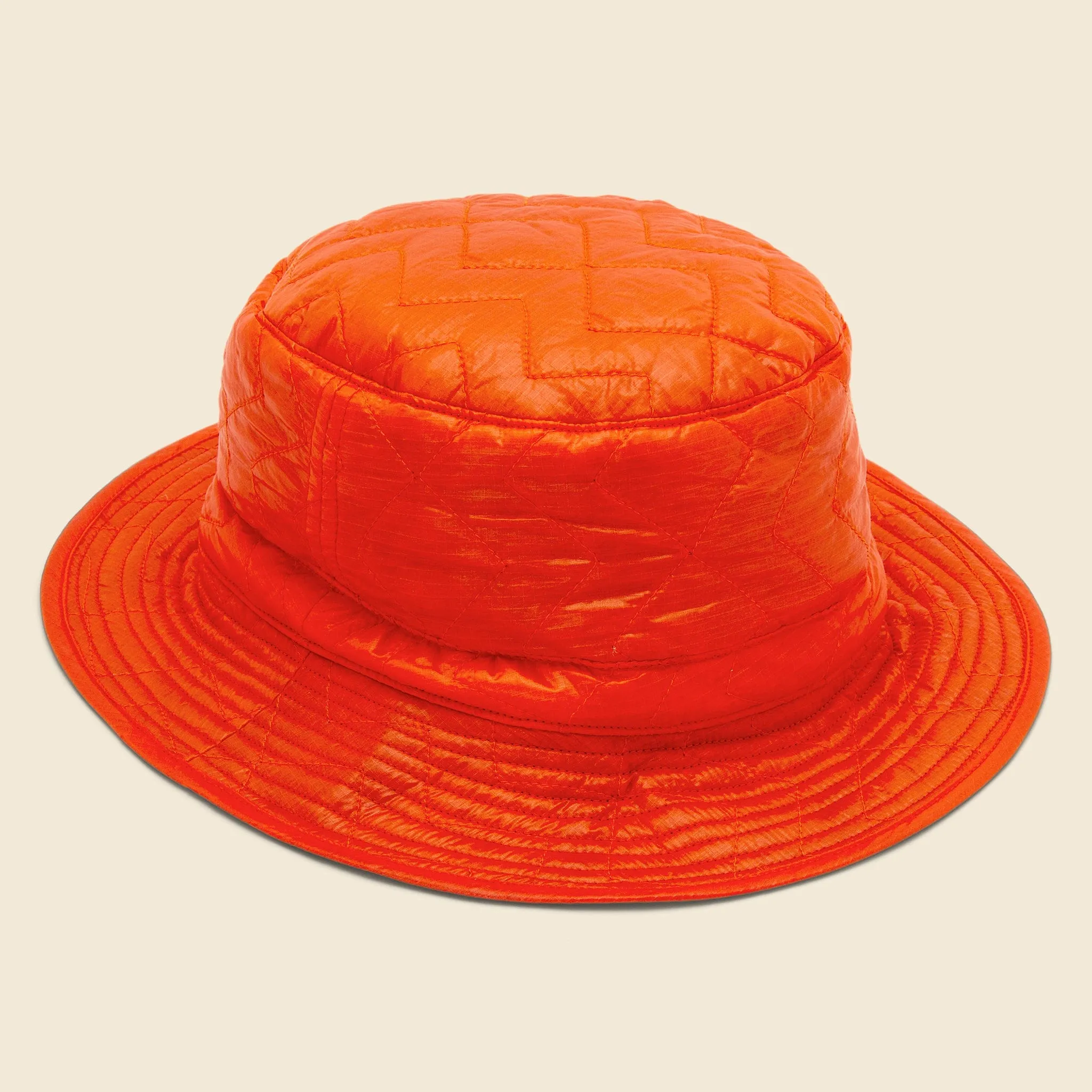 Zigzag Quilted Bucket Hat - Orange